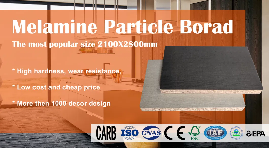 2100*2800 18mm Waterproof Melamine Particle Board for Cabinet Design